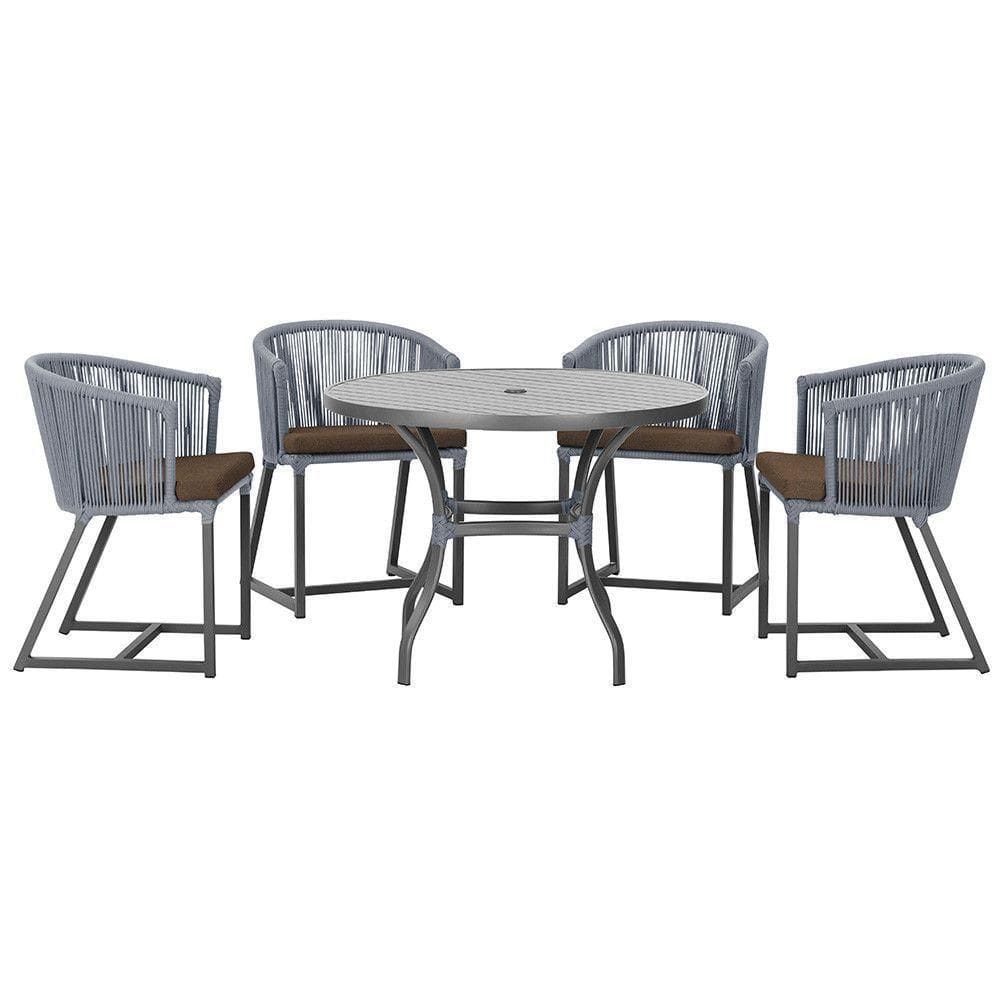 Mesa Com 4 Cadeiras E Noronha Estofado 9 Trama autêntico Prata