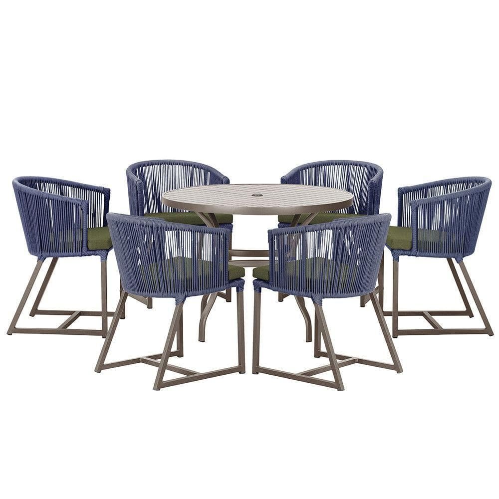Mesa E 6 Cadeiras Jantar Noronha Marrom E13 Trama autêntico Azul