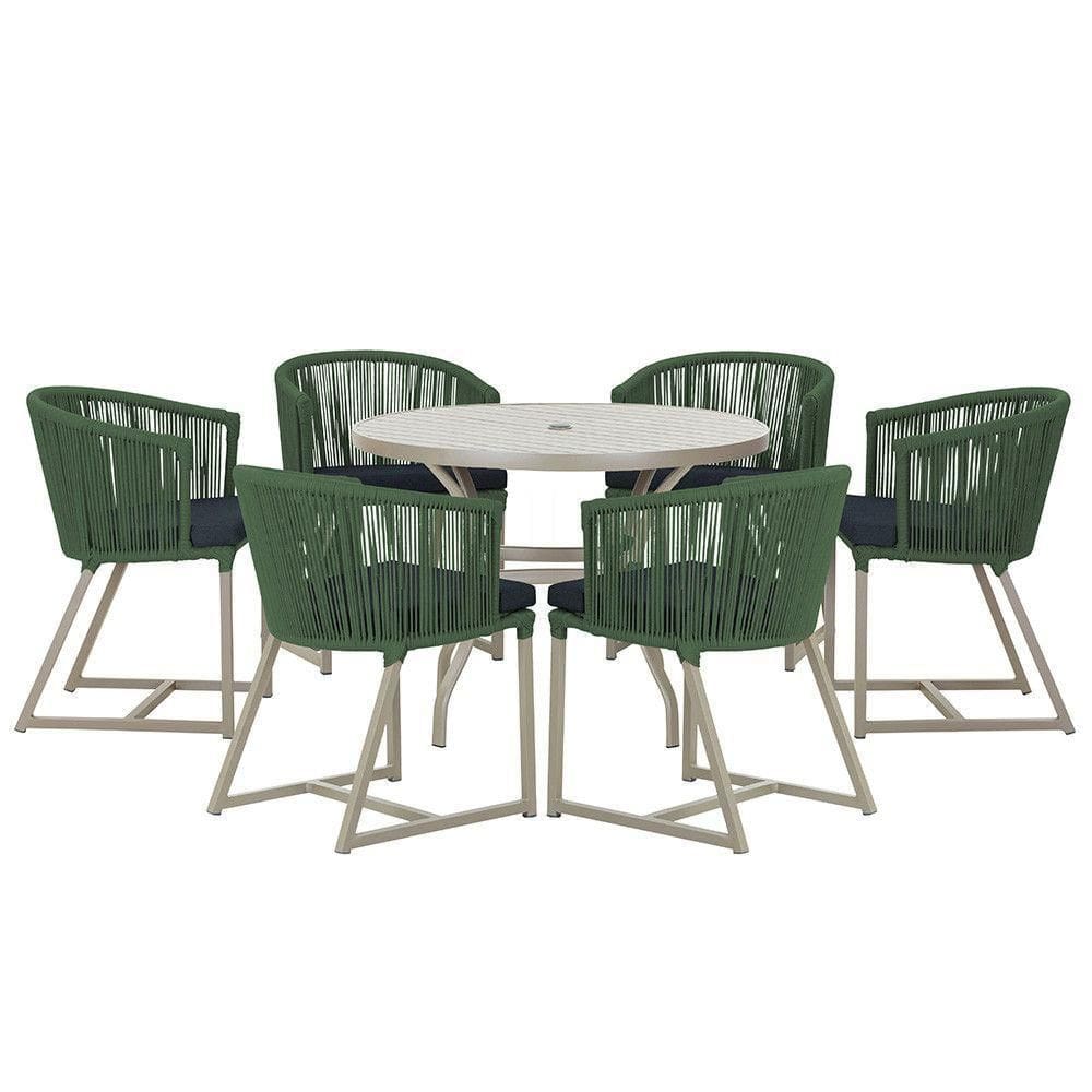 Mesa e 6 Cadeiras De Jantar Noronha Fendi E12 Trama autêntico Verde