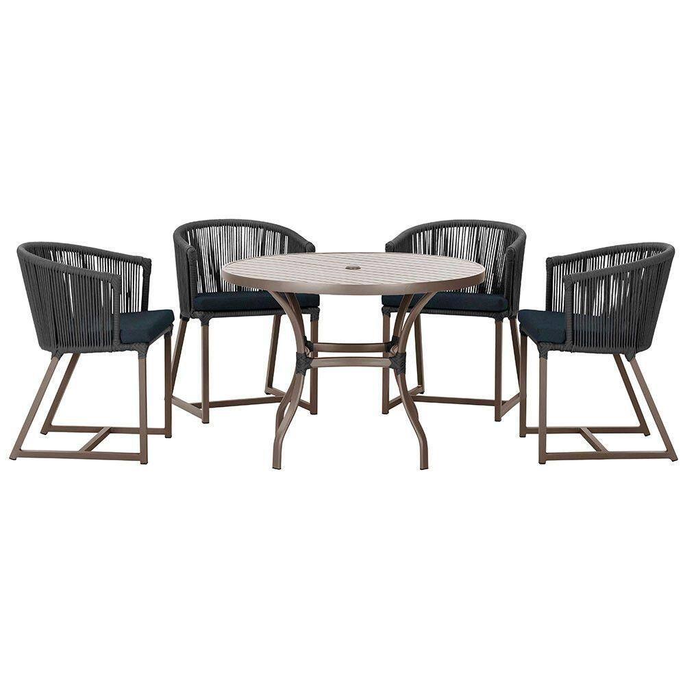 Mesa Com 4 Cadeiras E Noronha Estofado 12 Trama autêntico Preto