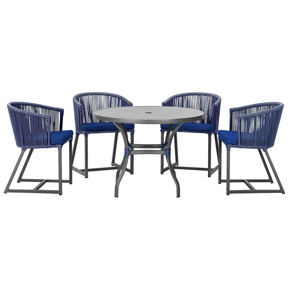 Mesa Com 4 Cadeiras E Noronha Estofado 10 Trama autêntico Azul
