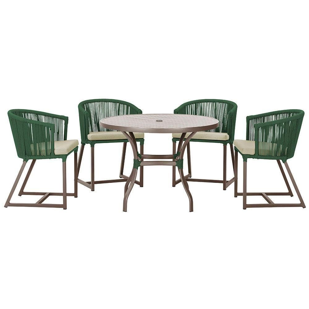 Mesa Com 4 Cadeiras E Noronha Estofado 7 Trama autêntico Verde