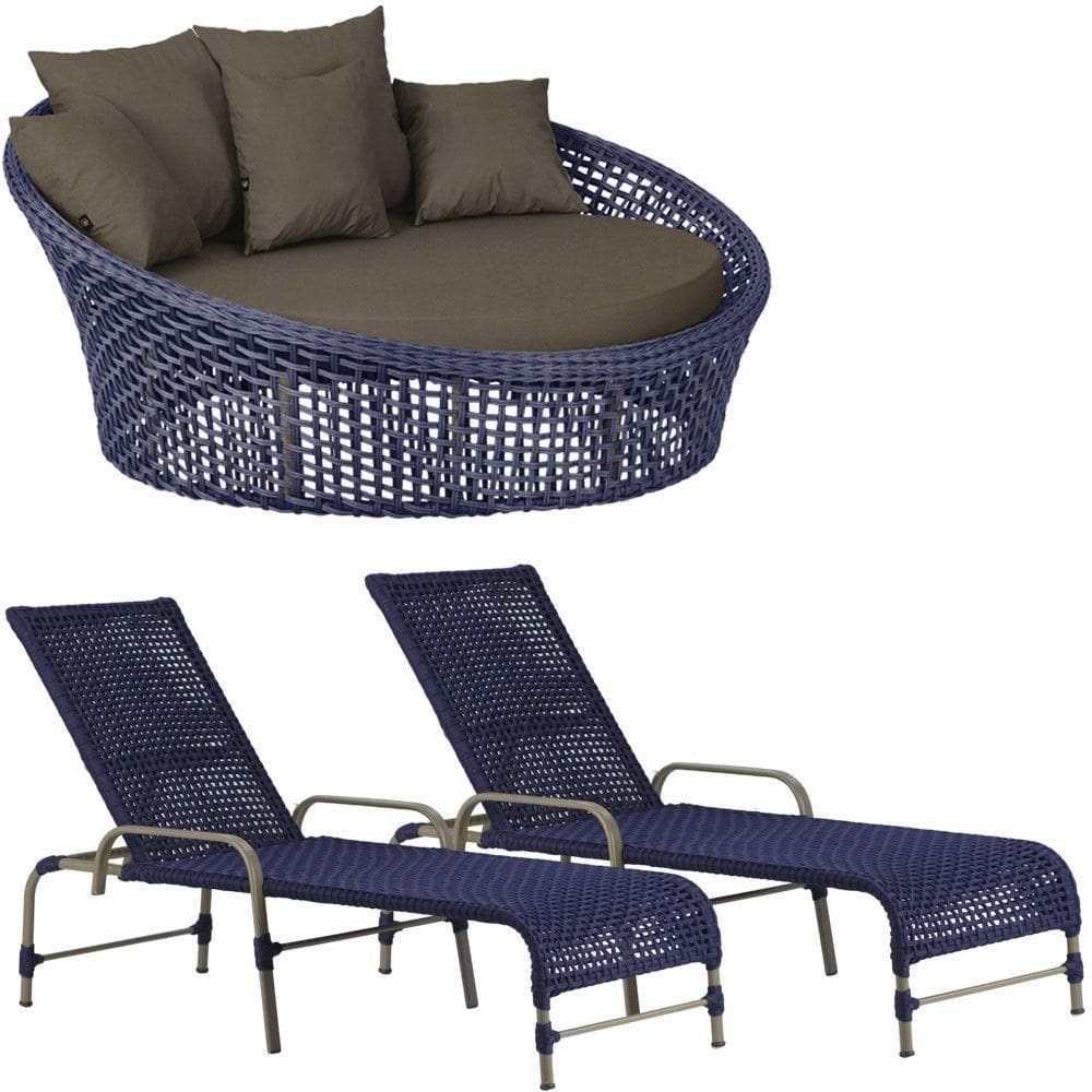 Kit Chaise Hungria E Espreguiçadeiras Catar Trama autêntico Azul