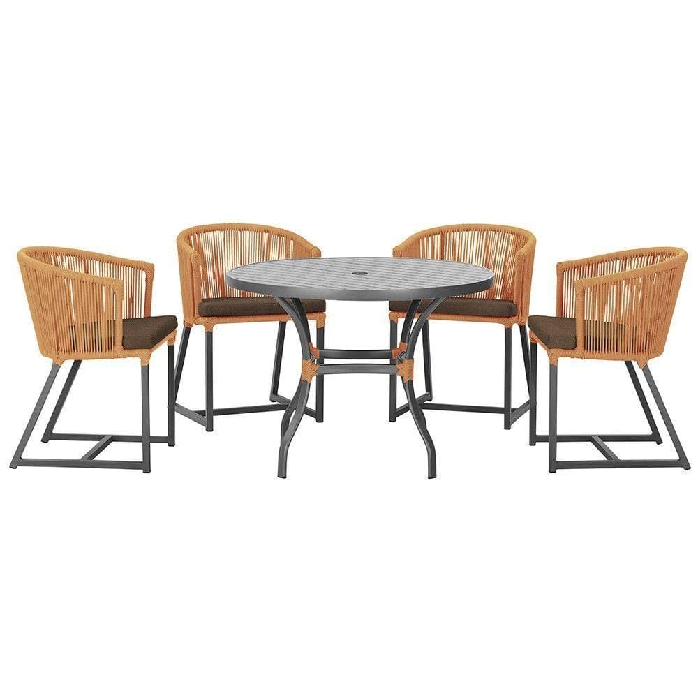 Mesa Com 4 Cadeiras E Noronha Estofado 9 Trama autêntico Terra Cota