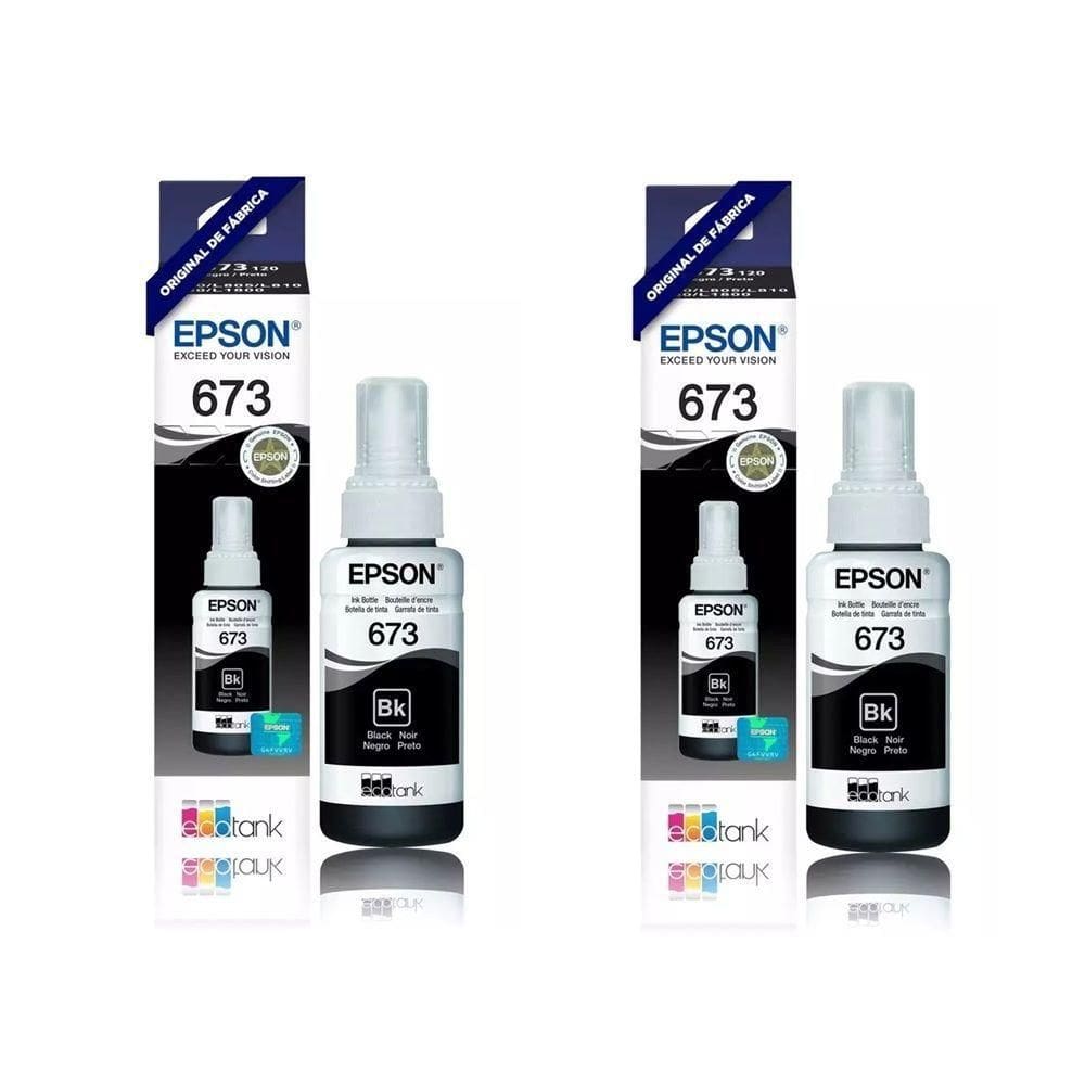 Kit Tintas Epson autêntico 673 T673 T673120 2 Pretos L800 L810 L1800 L805 L850 70ml