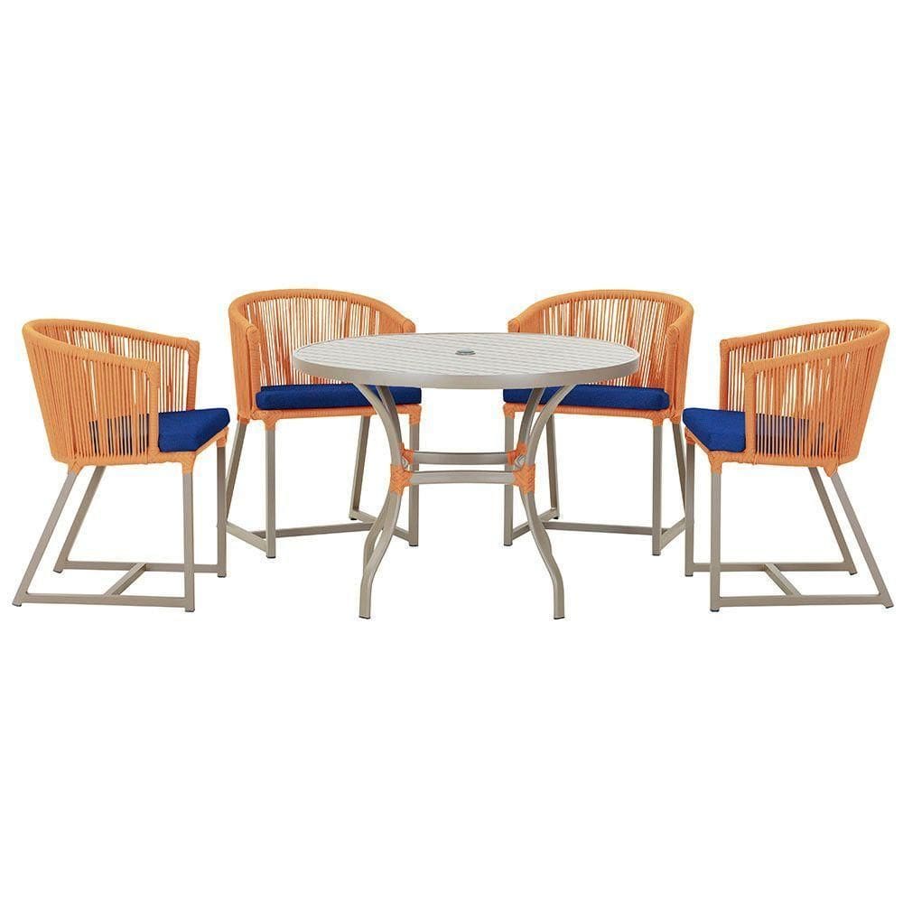 Mesa Com 4 Cadeiras E Noronha Estofado 10 Trama autêntico Terra Cota