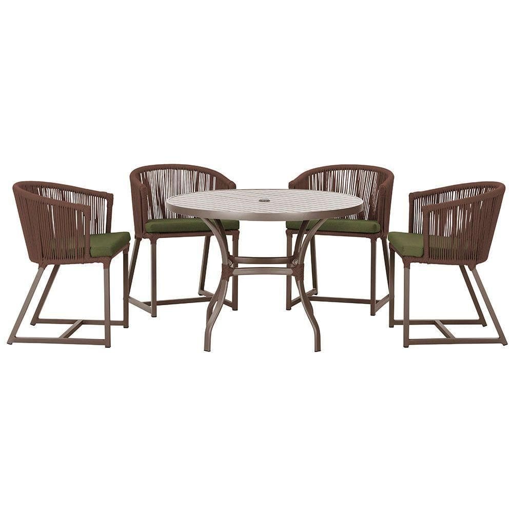 Mesa Com 4 Cadeiras E Noronha Estofado 13 Trama autêntico Marrom