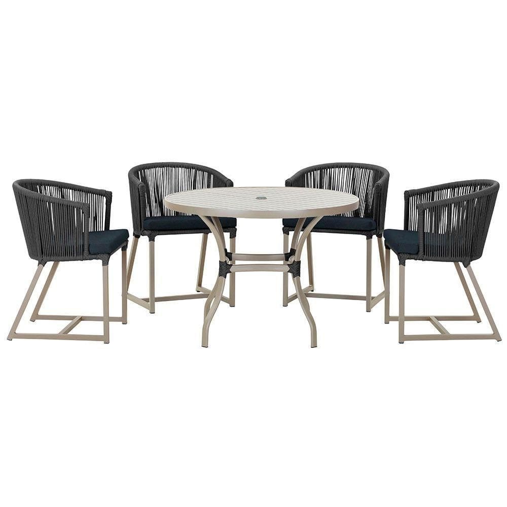 Mesa Com 4 Cadeiras E Noronha Estofado 12 Trama autêntico Preto