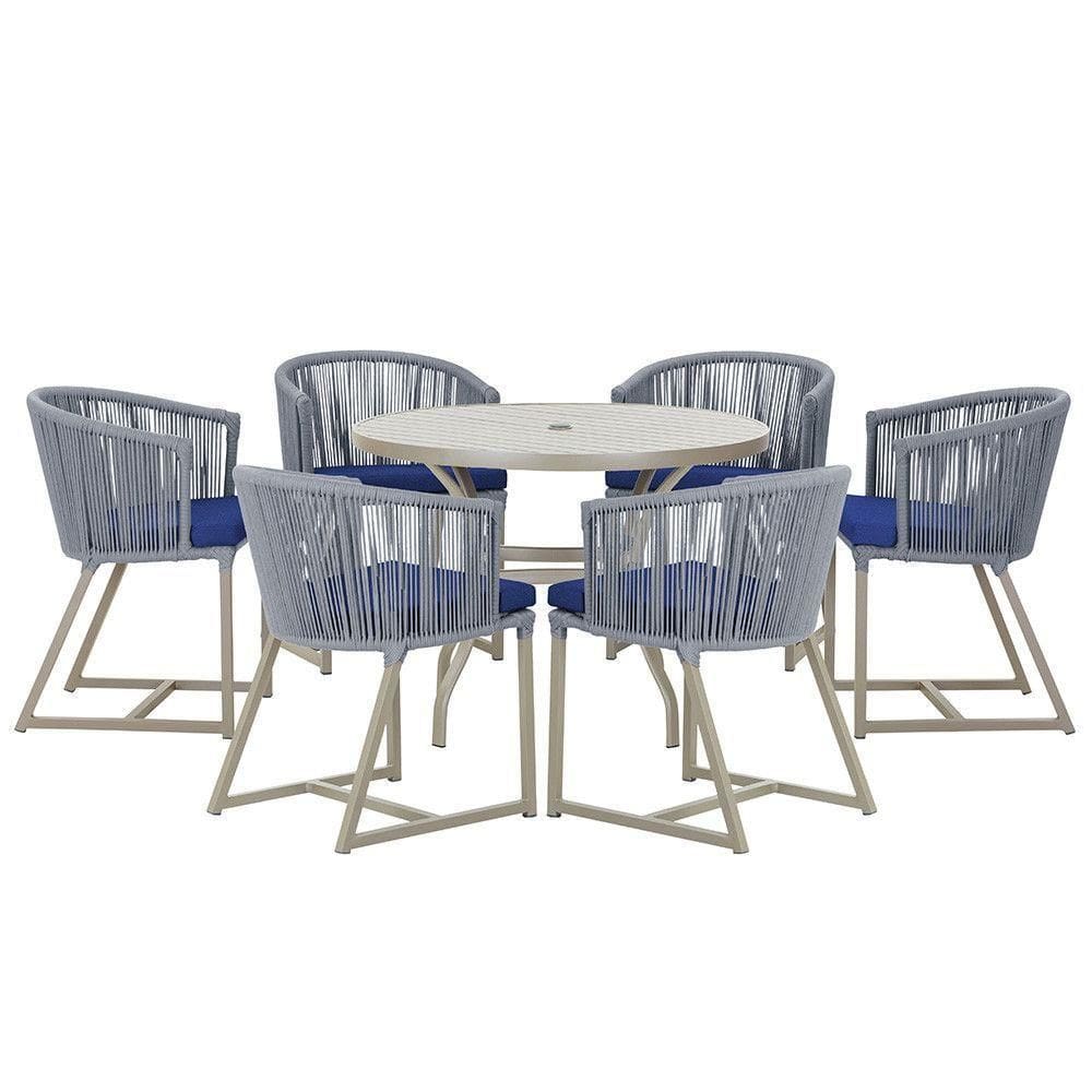 Mesa e 6 Cadeiras De Jantar Noronha Fendi E10 Trama autêntico Prata