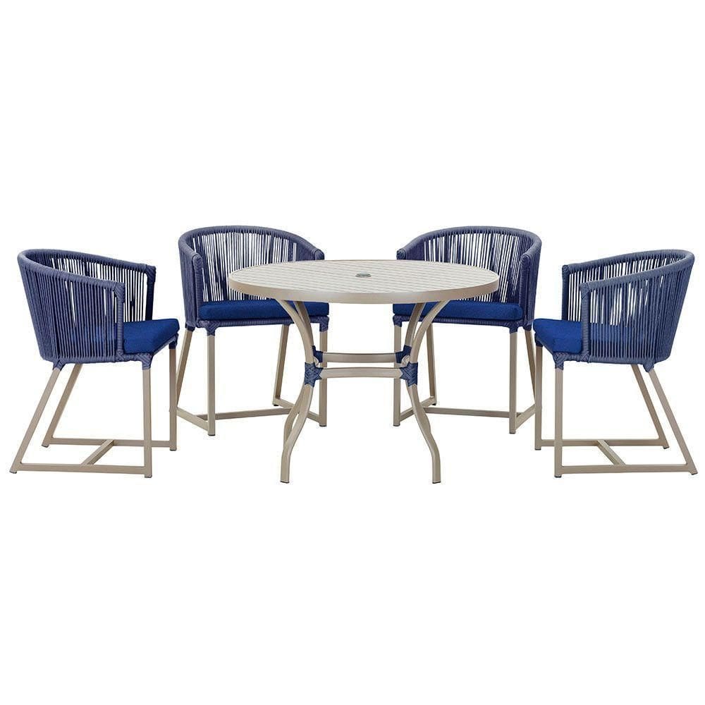 Mesa Com 4 Cadeiras E Noronha Estofado 10 Trama autêntico Azul