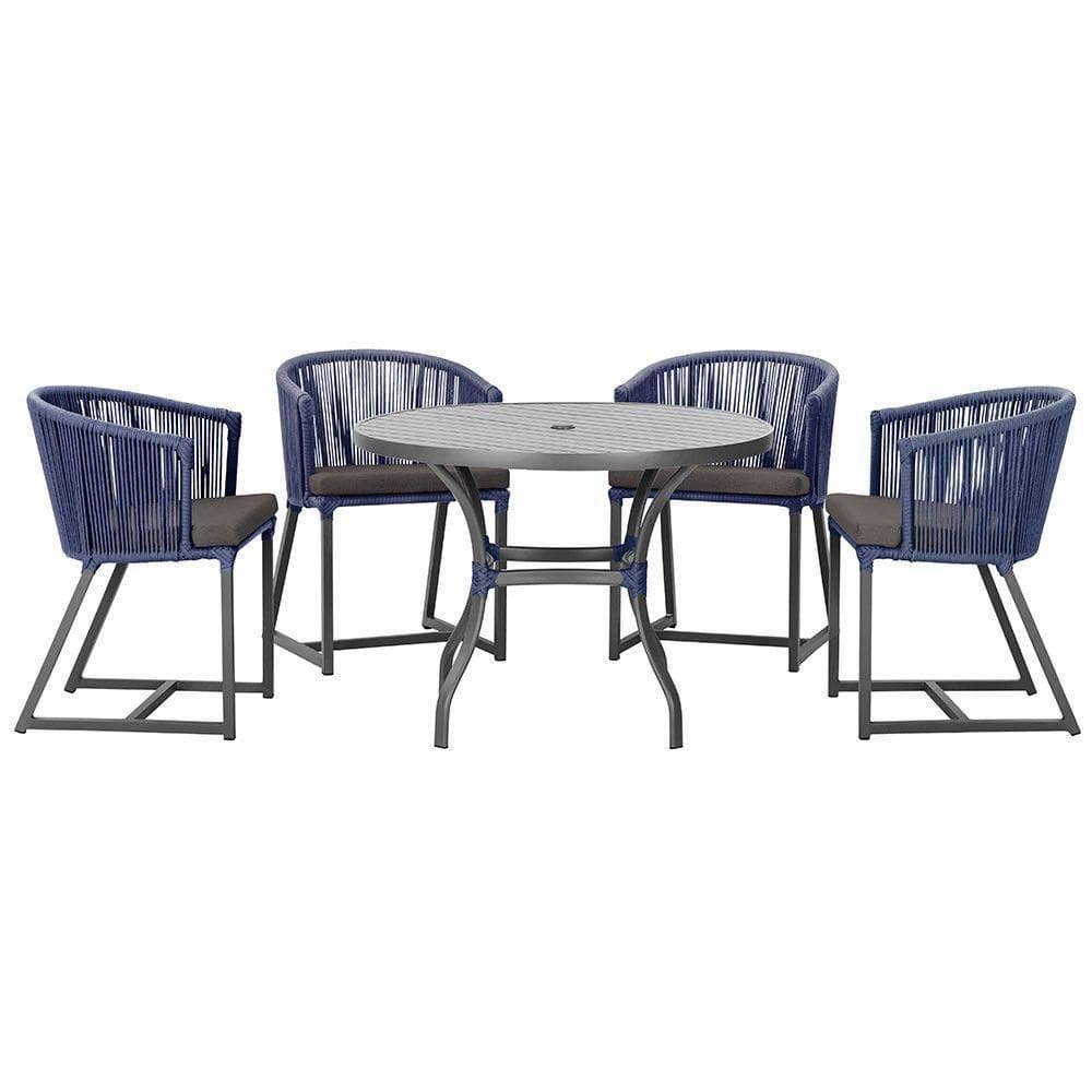 Mesa Com 4 Cadeiras E Noronha Estofado 11 Trama autêntico Azul