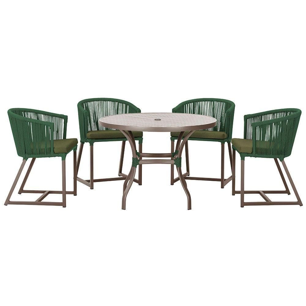 Mesa Com 4 Cadeiras E Noronha Estofado 13 Trama autêntico Verde