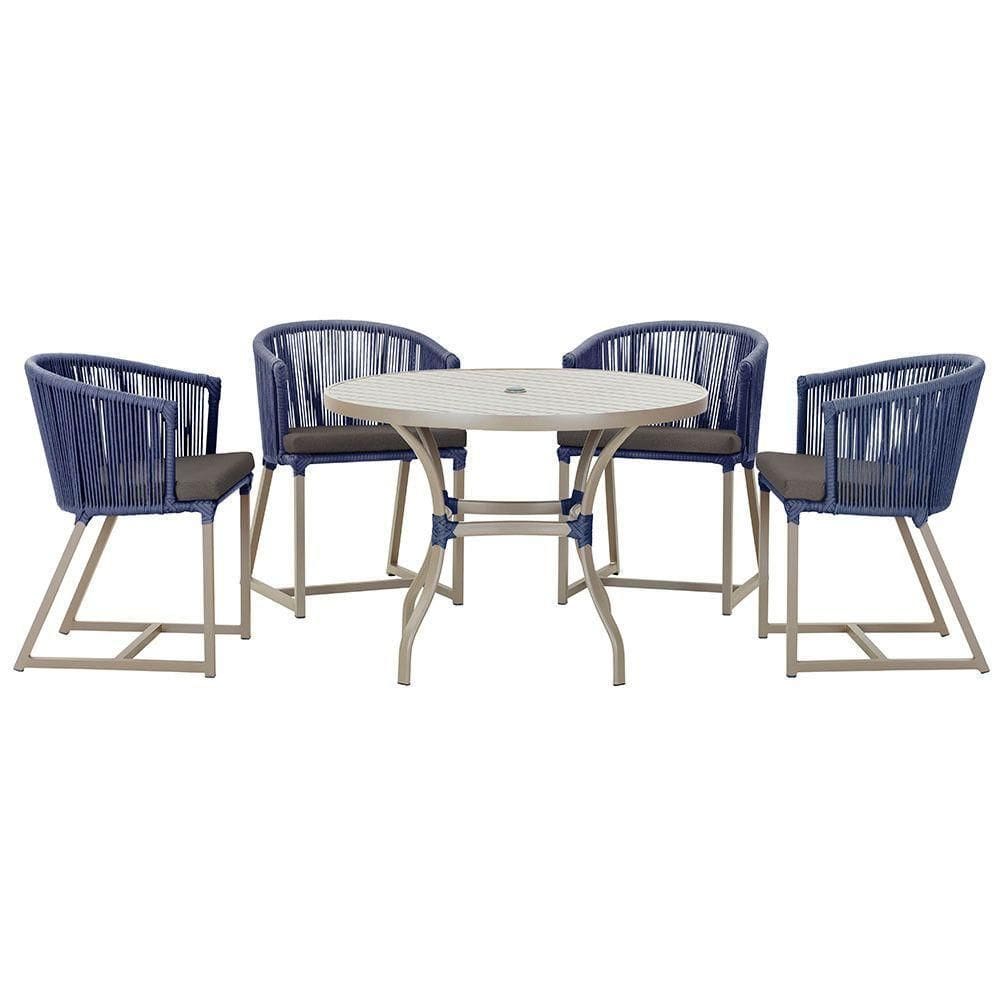 Mesa Com 4 Cadeiras E Noronha Estofado 11 Trama autêntico Azul
