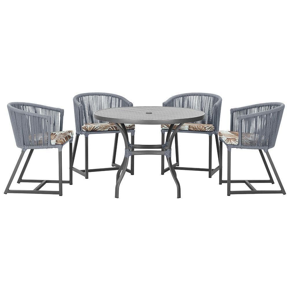 Mesa Com 4 Cadeiras E Noronha Estofado 6 Trama autêntico Prata