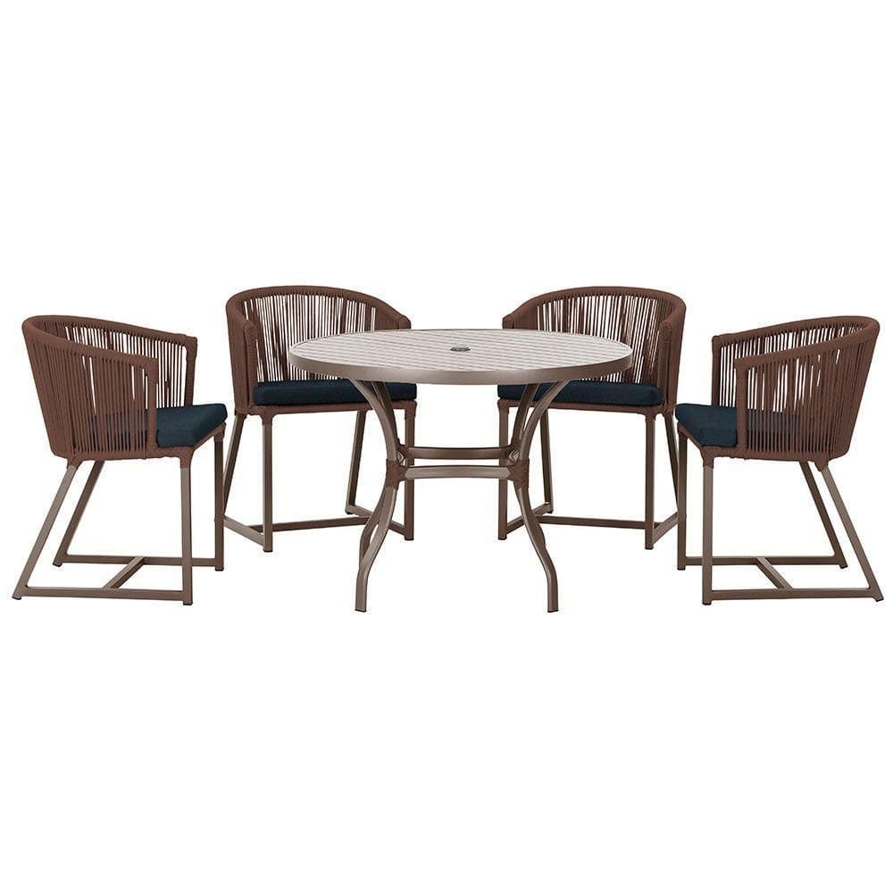 Mesa Com 4 Cadeiras E Noronha Estofado 12 Trama autêntico Marrom