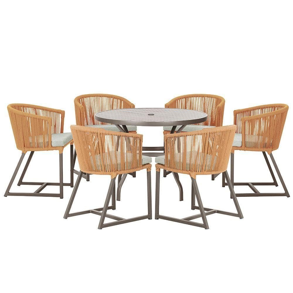 Mesa Com 6 Cadeiras Jantar Noronha Marrom E3 Trama autêntico Terra Cota