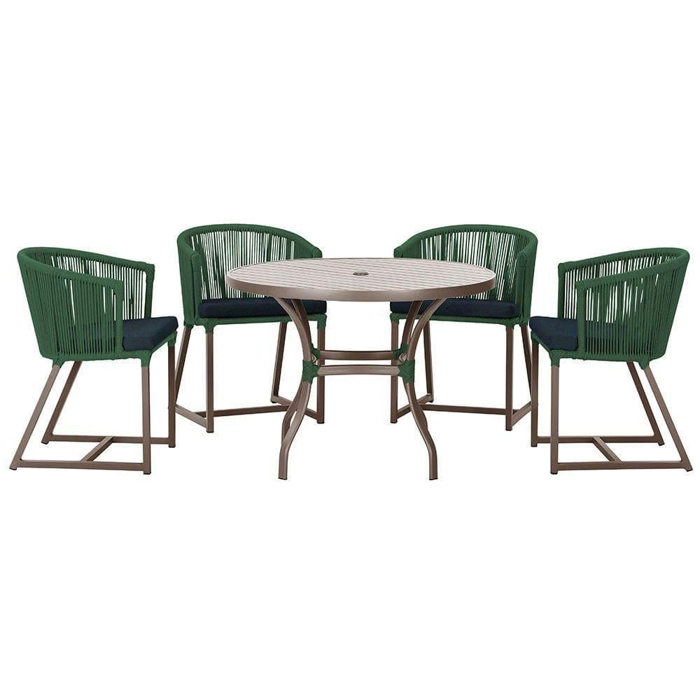 Mesa Com 4 Cadeiras E Noronha Estofado 12 Trama autêntico Verde