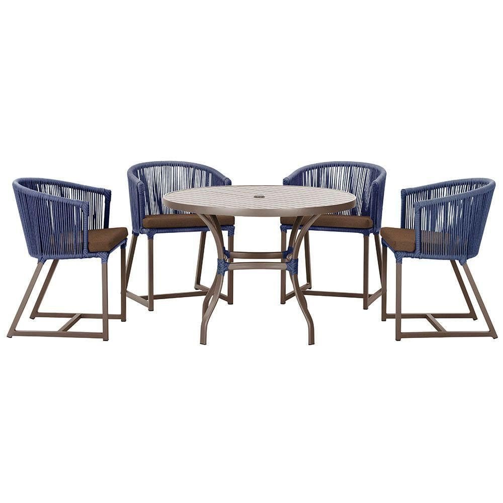 Mesa Com 4 Cadeiras E Noronha Estofado 9 Trama autêntico Azul