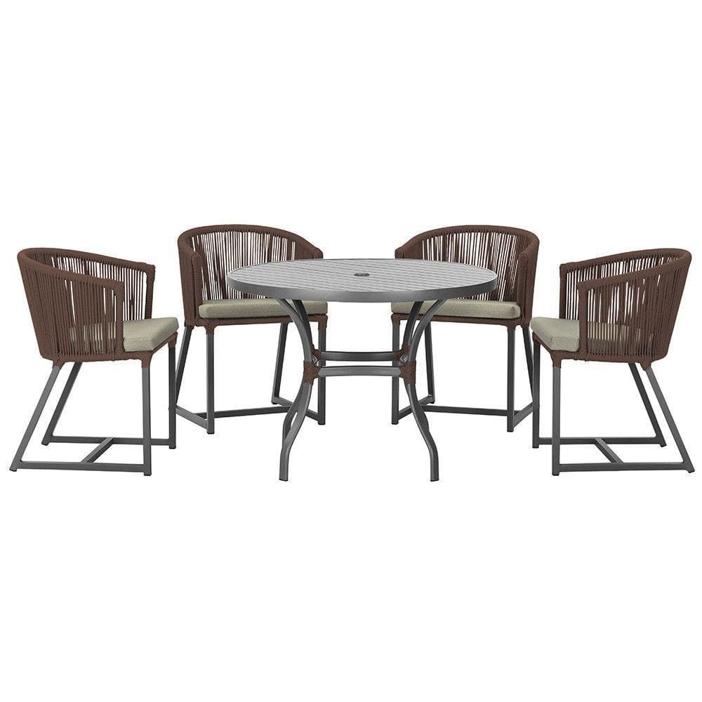 Mesa Com 4 Cadeiras E Noronha Estofado 8 Trama autêntico Marrom