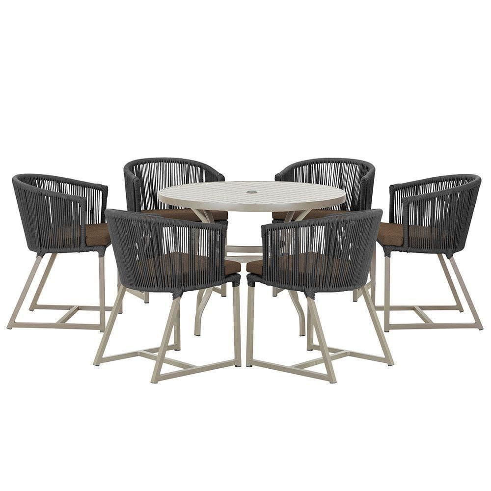 Mesa E 6 Cadeiras De Jantar Noronha Fendi E9 Trama autêntico Preto
