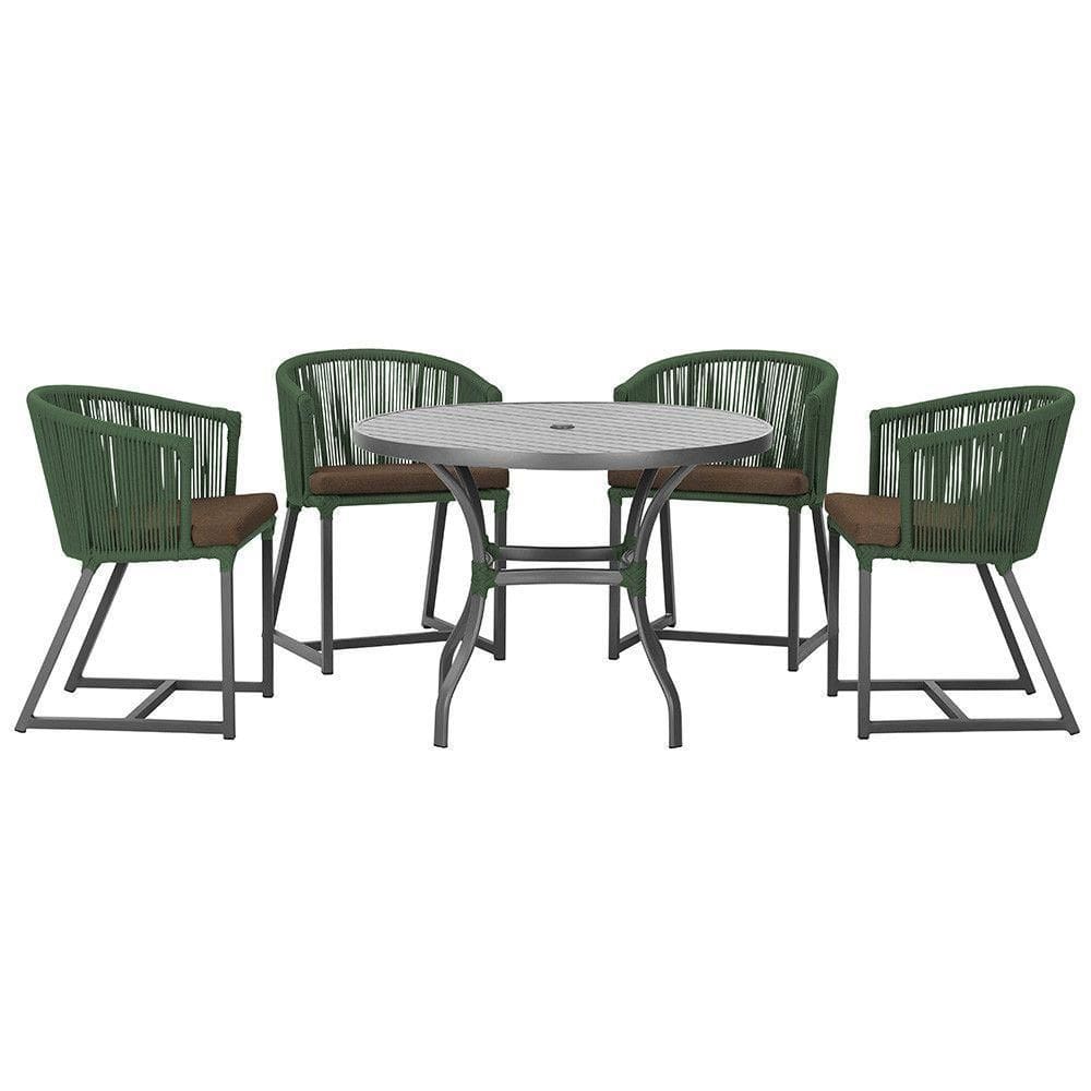 Mesa Com 4 Cadeiras E Noronha Estofado 9 Trama autêntico Verde