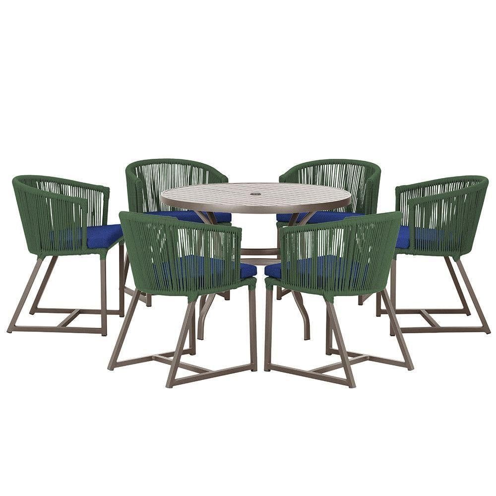 Mesa E 6 Cadeiras Jantar Noronha Marrom E10 Trama autêntico Verde