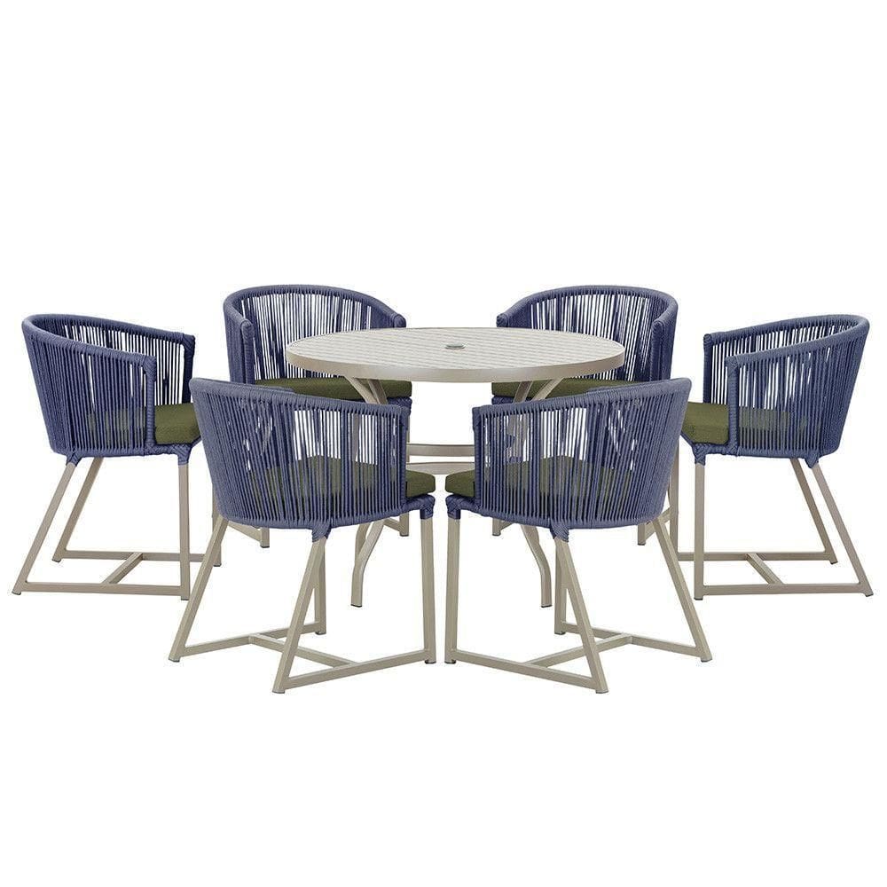 Mesa E 6 Cadeiras De Jantar Noronha Fendi E13 Trama autêntico Azul