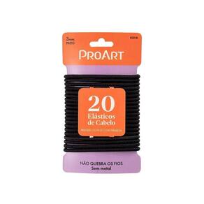 Elástico De Cabelo 3mm 20 Unidades Proart Firmeza, Elasticidade E Conforto Preta