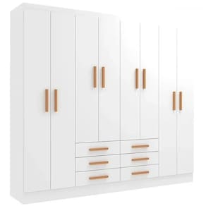 Guarda Roupa New Paris Casal 8 Portas 6 Gavetas Demobile Cor Branco