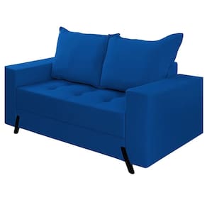 Sofá 8100 2 Lugares em Veludo com Almofadas Soltas 155cm Boareto Cor Azul
