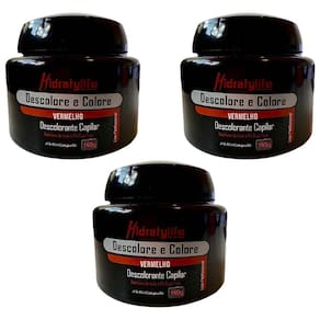 Kit 03 Pó Descolore e Colore Vermelho Mairibel/Hidraty 100g