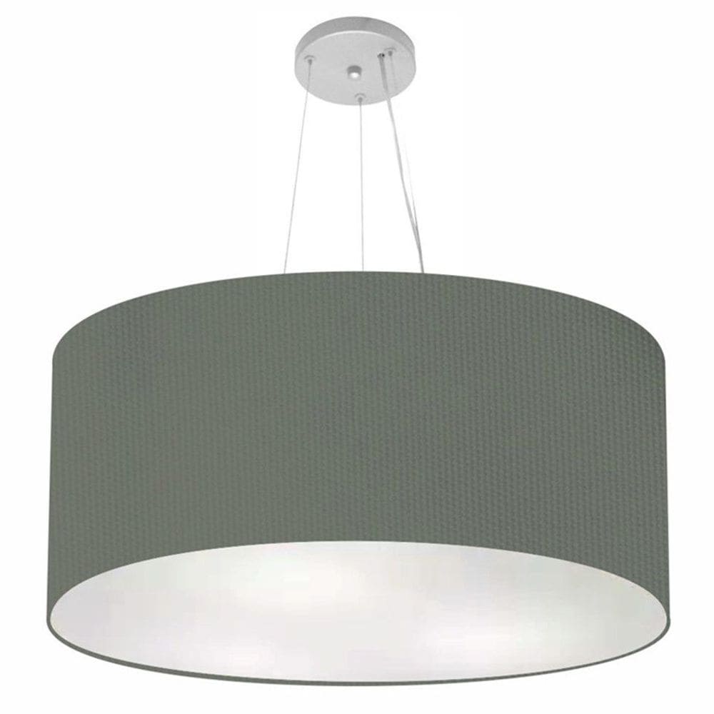 Lustre Pendente Cilíndrico Vivare Md-4074 Cúpula em Tecido 60x30cm - Bivolt