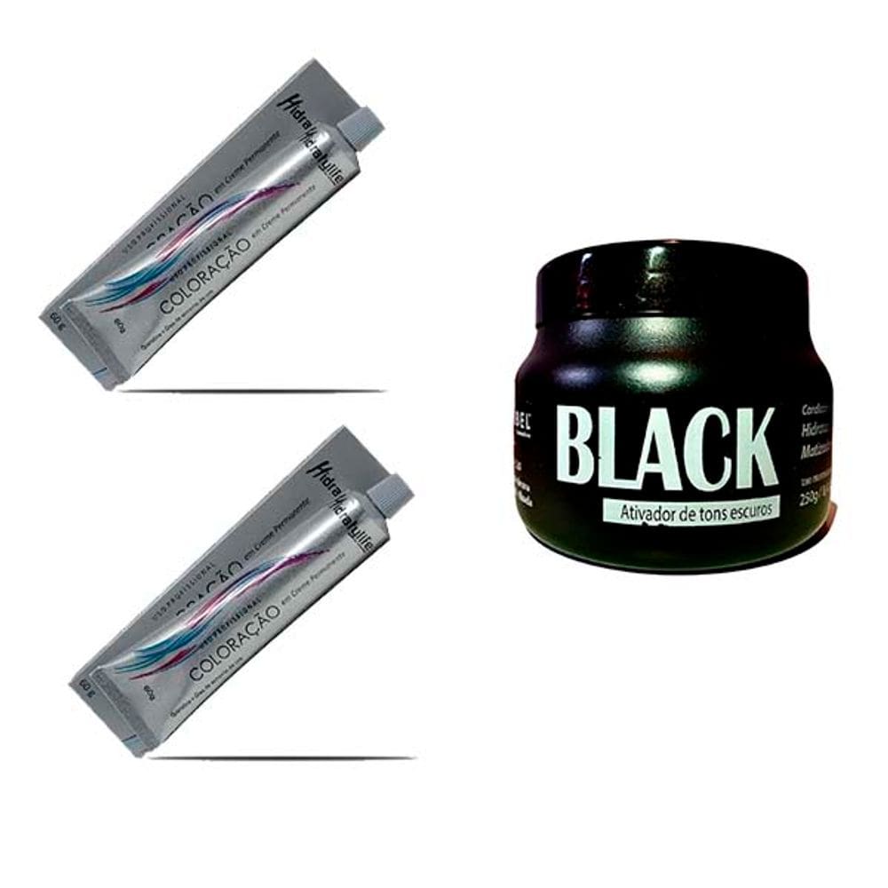 Kit Preto Azulado 01 Mascara 250g e 02 Coloração Mairibel