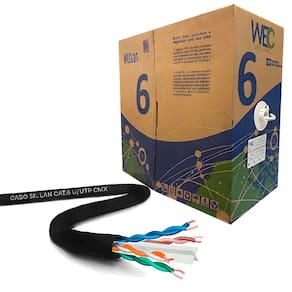 Caixa Cabo de Rede 305 Metros, CAT6, UTP 4P, 100% Cobre, 4PX24AWG, CM INT, WEC - Preto