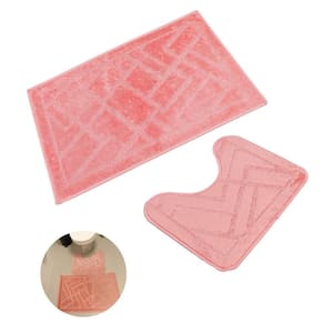 Jogo Tapete Banheiro Egípcio Antiderrapante 2 Peças Rosa