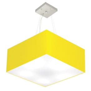 Lustre Pendente Quadrado Vivare Md-4071 Cúpula em Tecido 30/70x70cm - Bivolt