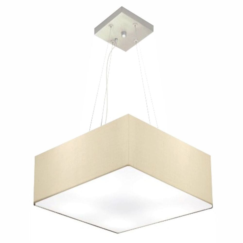 Lustre Pendente Quadrado Vivare Md-4194 Cúpula em Tecido 12/40x40cm - Bivolt