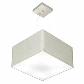 Lustre Pendente Quadrado Vivare Md-4197 Cúpula em Tecido 25/45x45cm - Bivolt