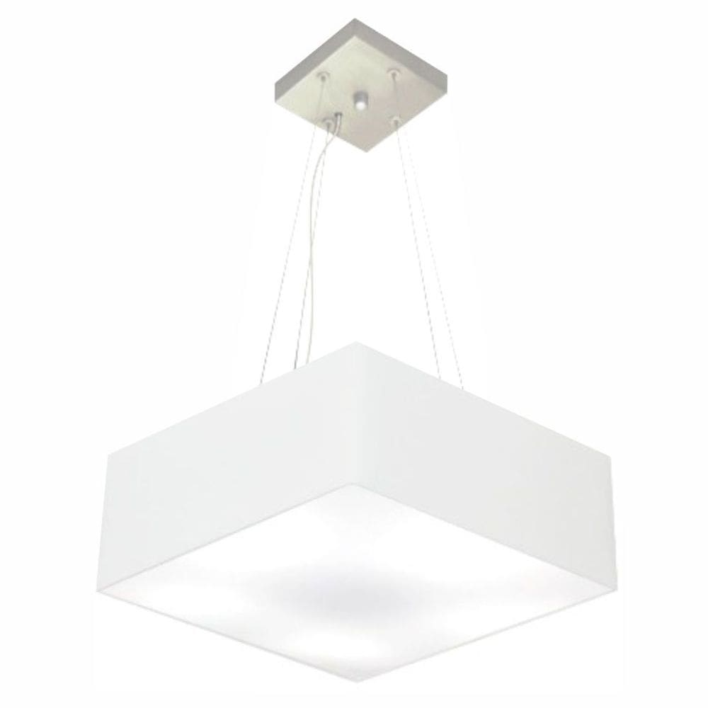 Lustre Pendente Quadrado Vivare Md-4196 Cúpula em Tecido 15/45x45cm - Bivolt