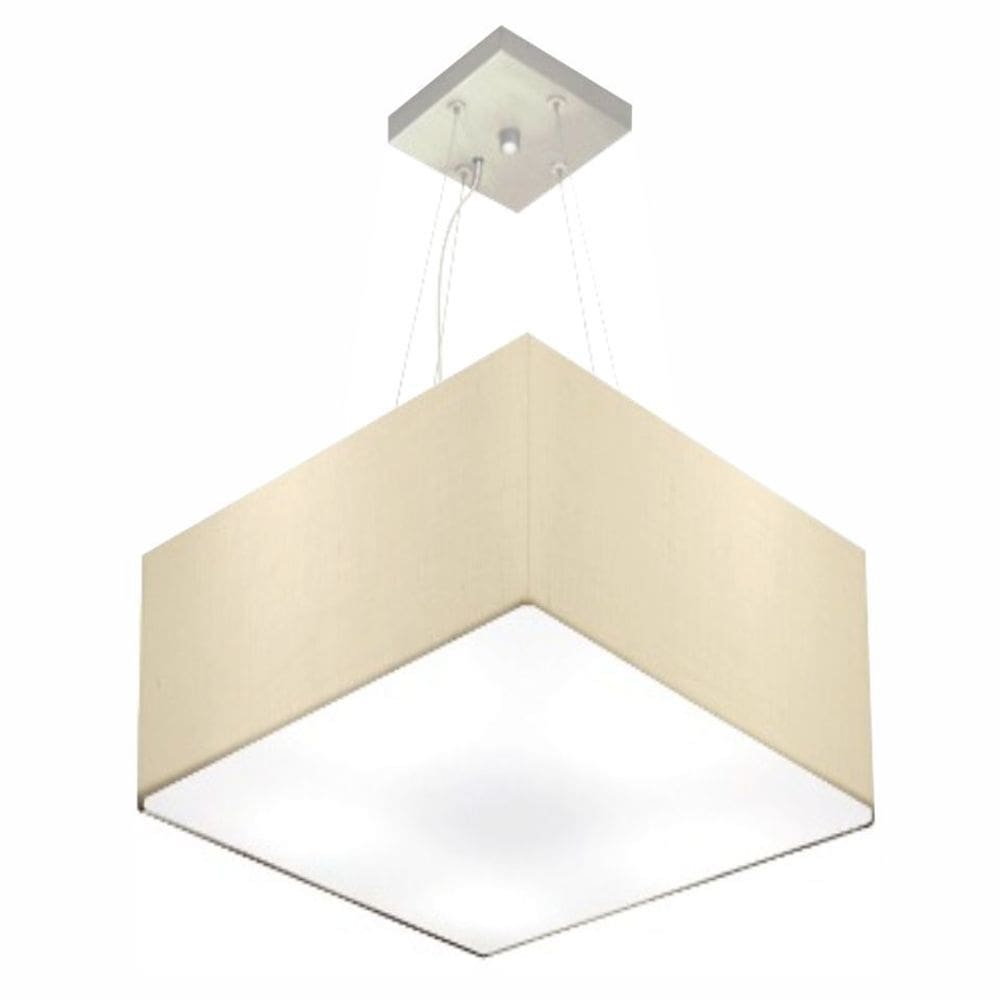 Lustre Pendente Quadrado Vivare Md-4195 Cúpula em Tecido 25/40x40cm - Bivolt