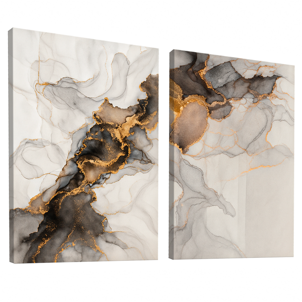 Quadro Decorativo Duo Abstrato Mármore Moderno