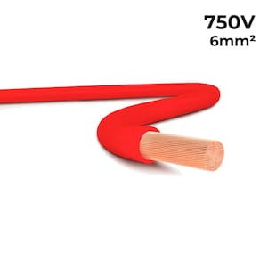 Metro de Cabo Flexível Fio Elétrico Megatron 6MM 750V - Vermelho