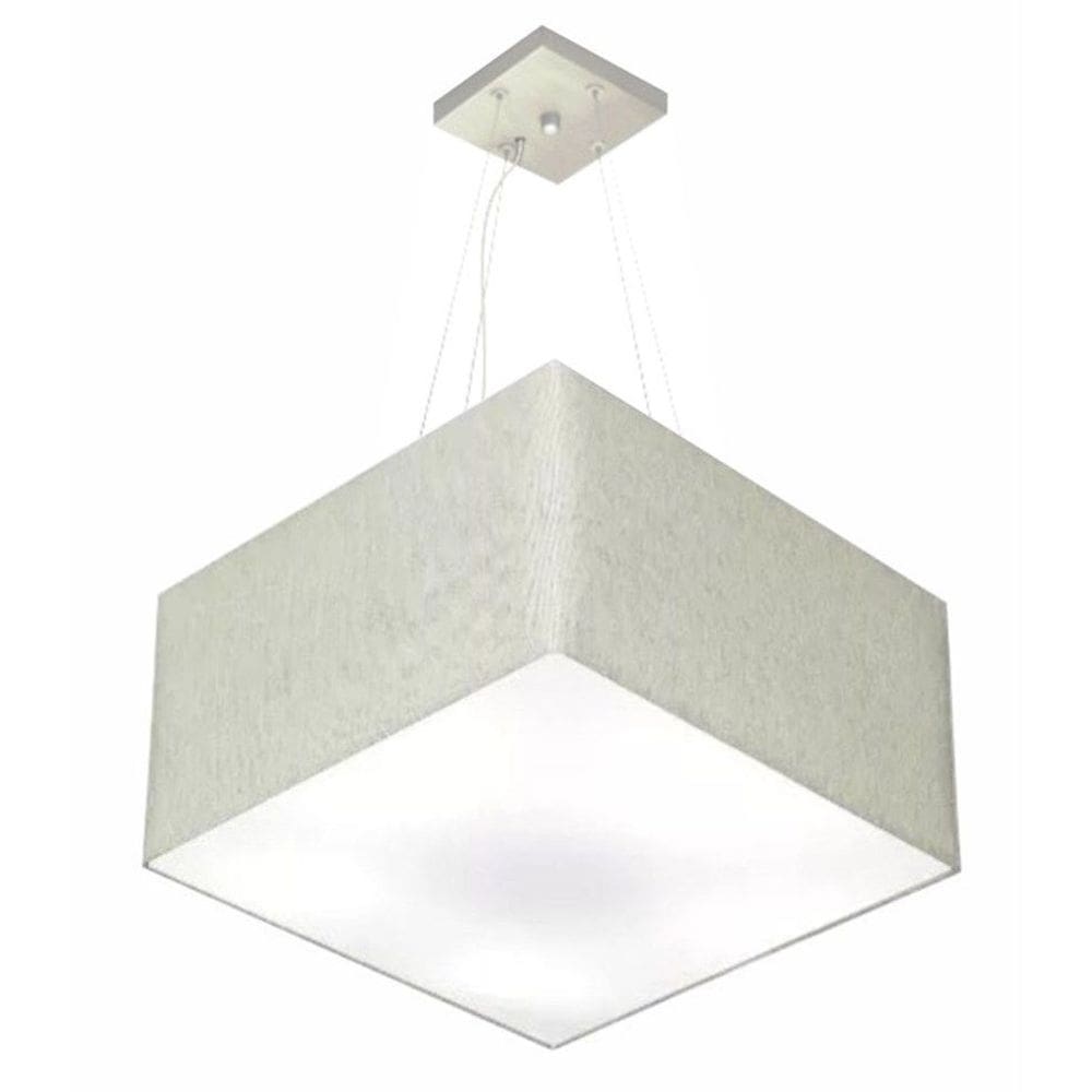 Lustre Pendente Quadrado Vivare Md-4199 Cúpula em Tecido 30/60x60cm - Bivolt
