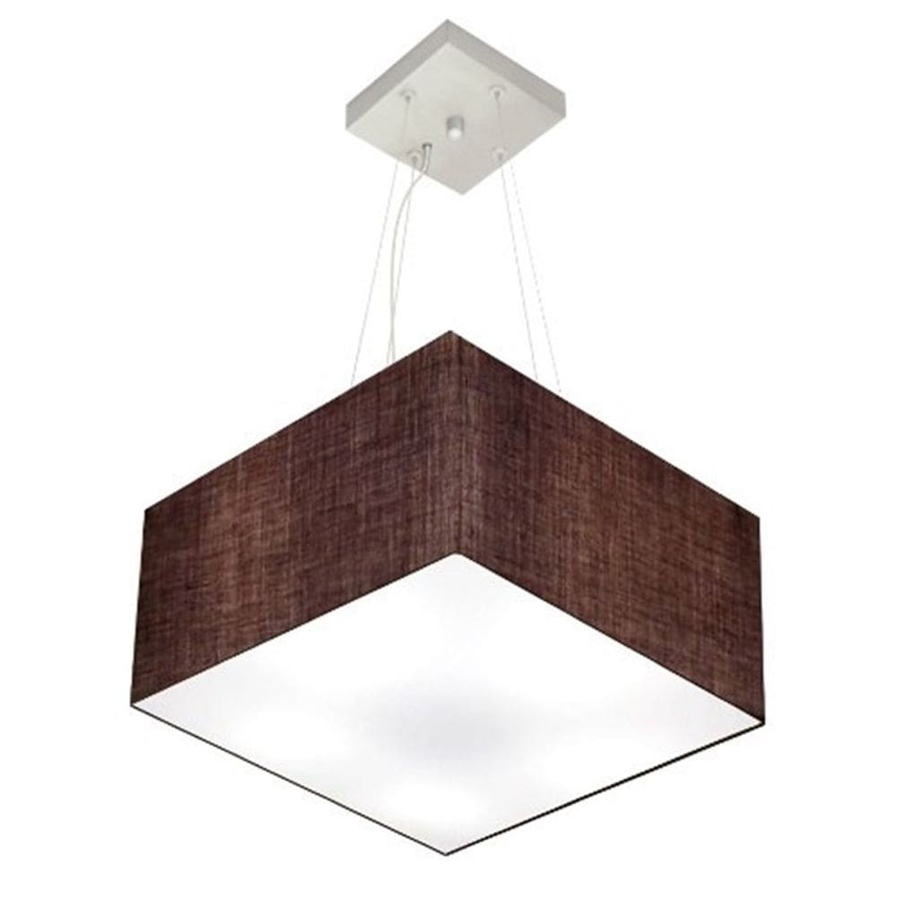 Lustre Pendente Quadrado Vivare Md-4005 Cúpula em Tecido 21/35x35cm - Bivolt