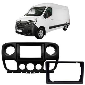 Moldura 10 e 9 Polegadas Renault Master 2014 à 2025 Preta Painel Central Multimidia Som