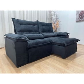 Sofá Retrátil Reclinável 2,00 m Preto 504 Tijuca Plus