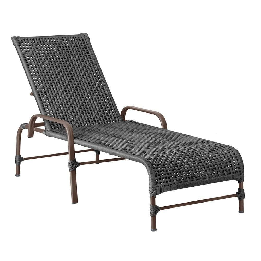 Espreguiçadeira Catar Marrom E Corda Náutica Trama autêntico Preto