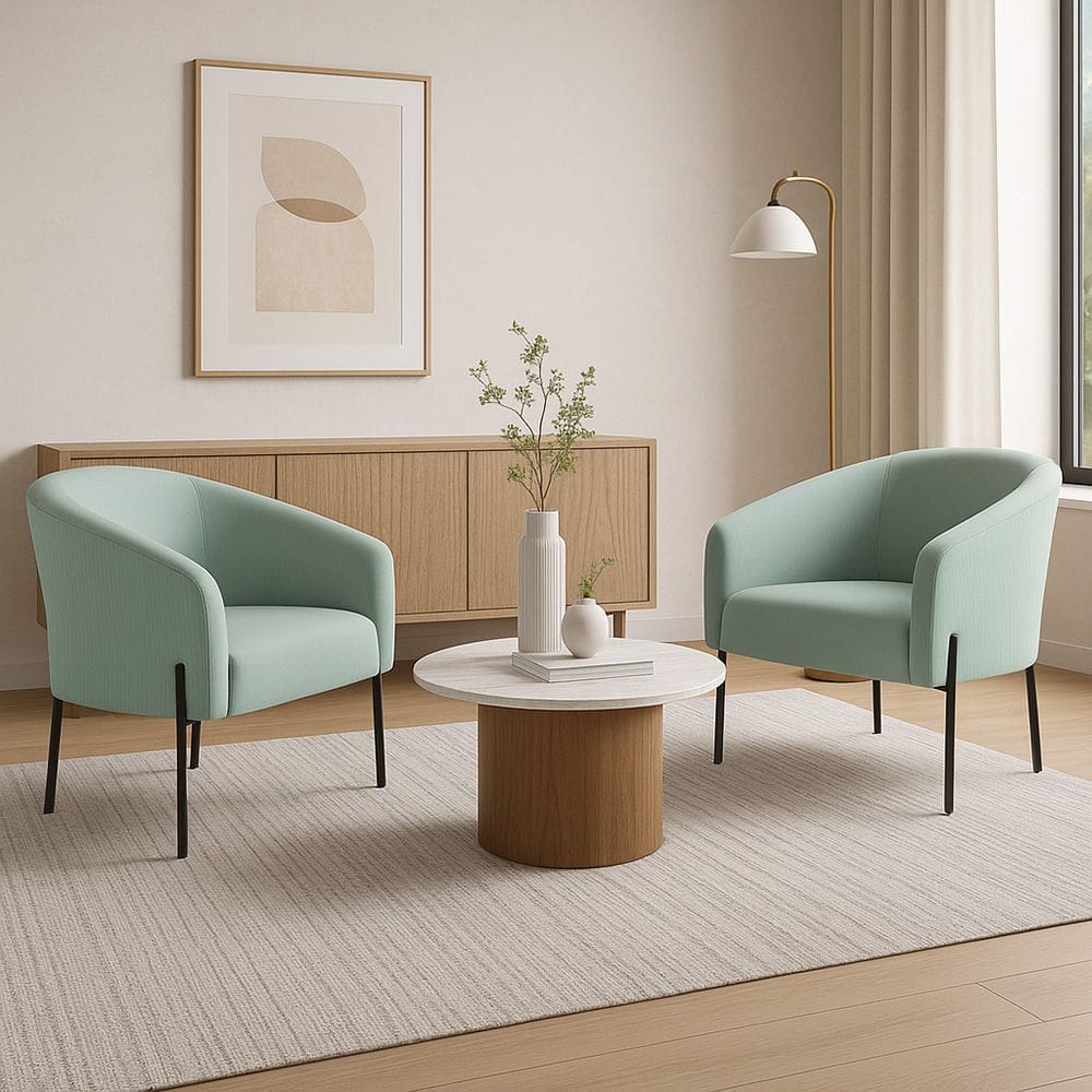 Poltrona Decorativa Pé de Ferro Preto Kit 2 Stella Cotelê Ext/Veludo Menta D03 - D`Rossi