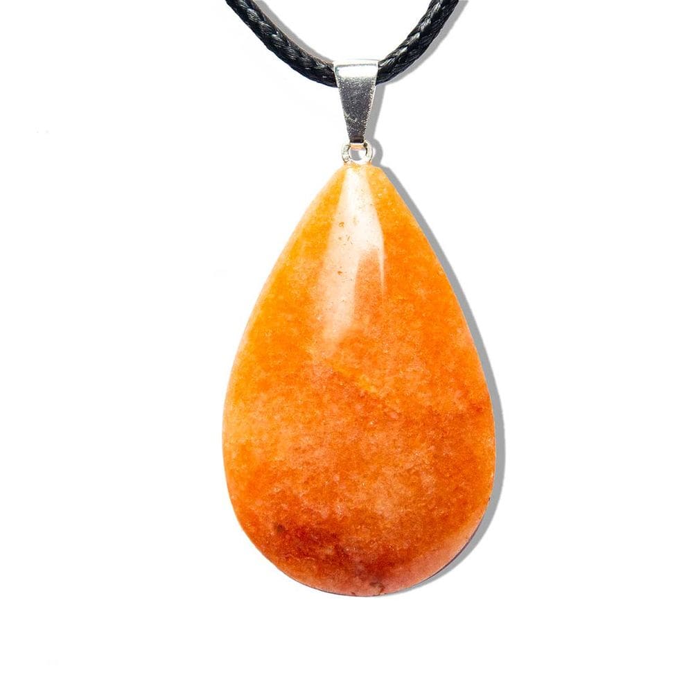 Colar Gota Quartzo Tangerina Pedra Natural Montagem Prateado