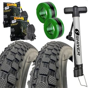 PAR Pneu Shiver Bicicleta Excess Aro 20 x 1.95 mtb Cravudo Camaras Pirelli bombinha Fitas antifuro